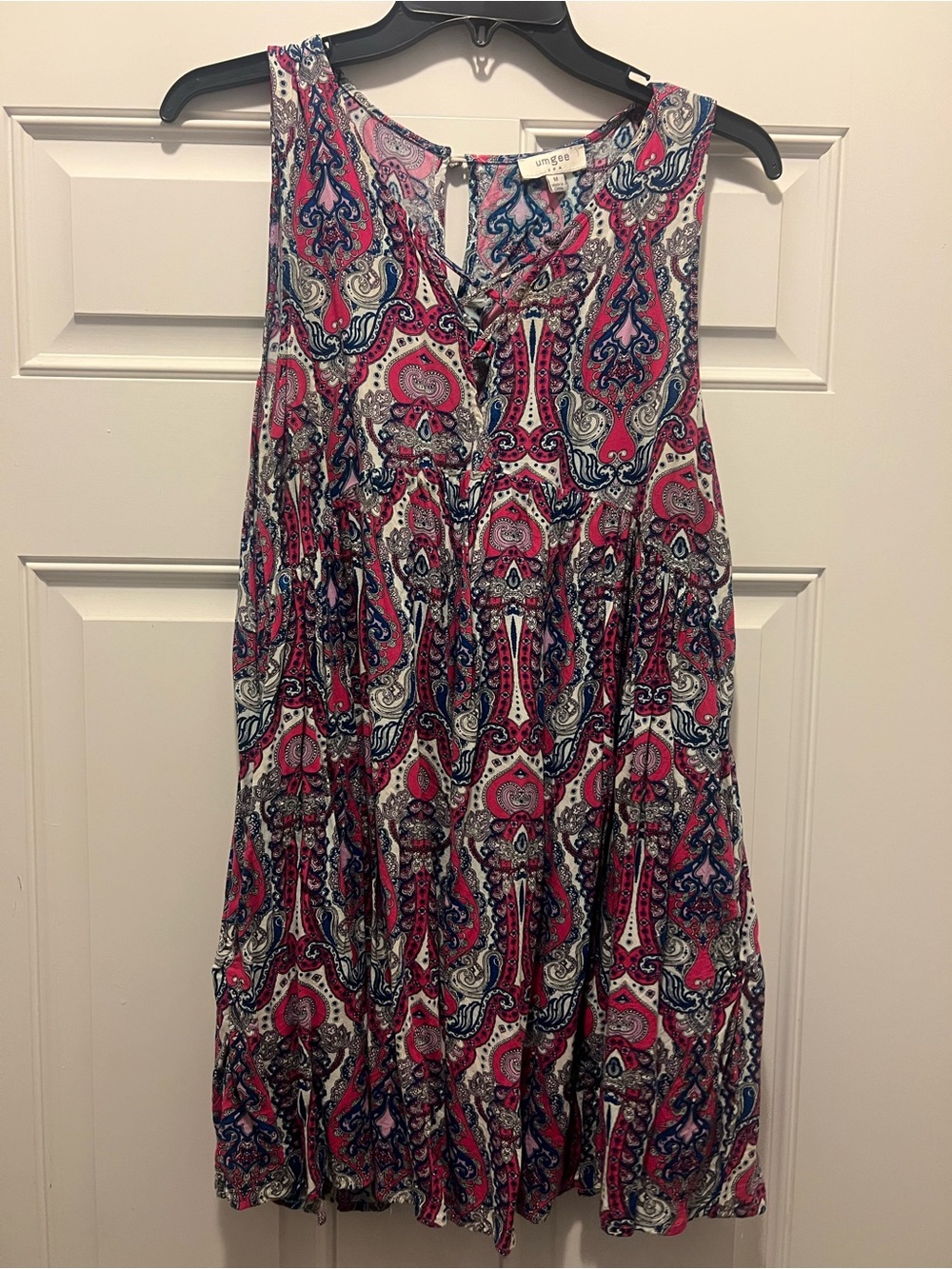 Umgee Pink Paisley Sleeveless Mini Dress